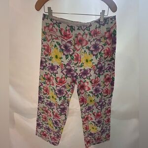 KOKOMO Hibiscus Floral Capri Pants XL | Tropical Summer Statement